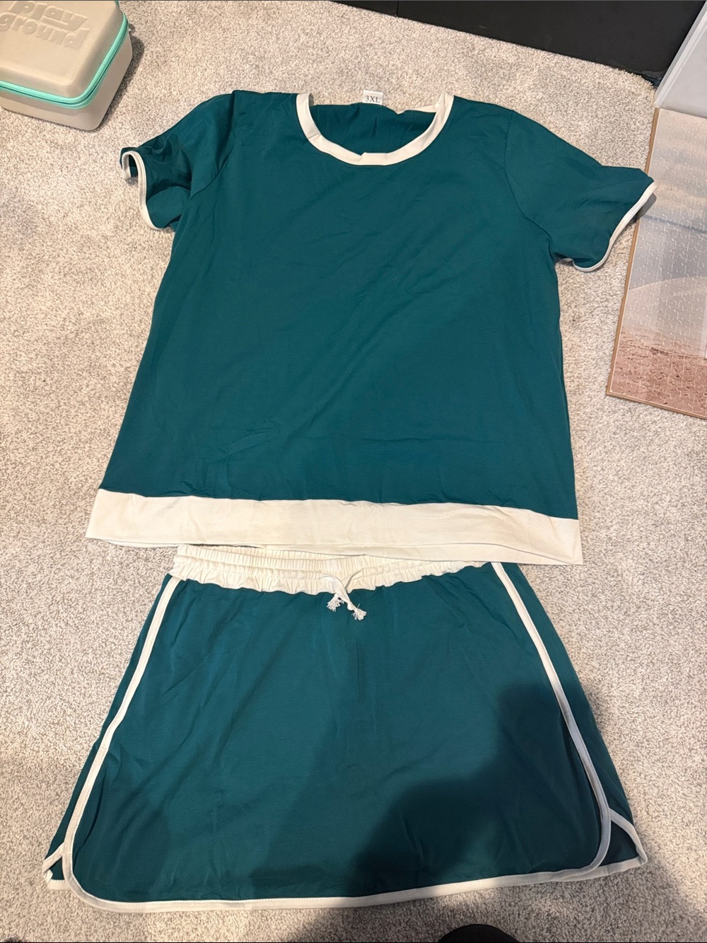 Women’s Teal and Cream Skort Set